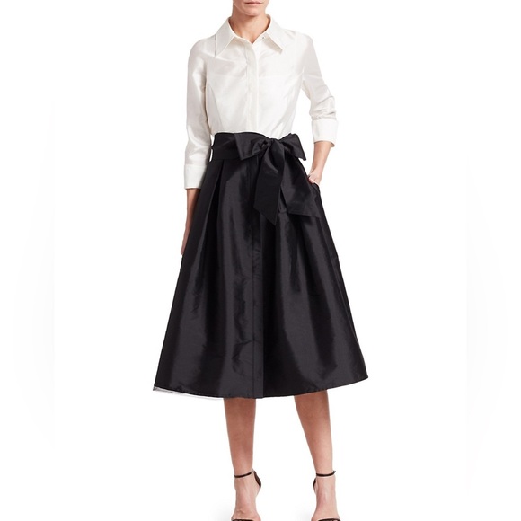 Teri Jon by Rickie Freeman Two-Tone Collared Taffeta Gown. Sz:US 6. $600 - Picture 3 of 11